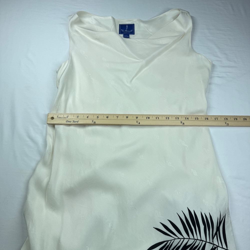 Tori Richard Hawaiian 100% Silk Midi Dress Sz 8 Cream Seahorse Palm Vacation Y2K - Picture 7 of 12